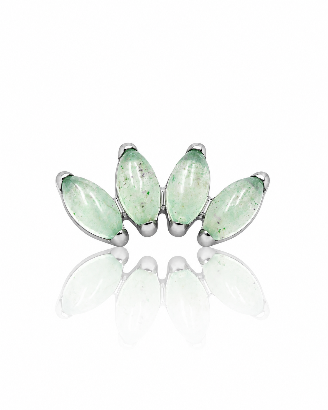 "4 stone light green" ear stud - titanium labret with stones