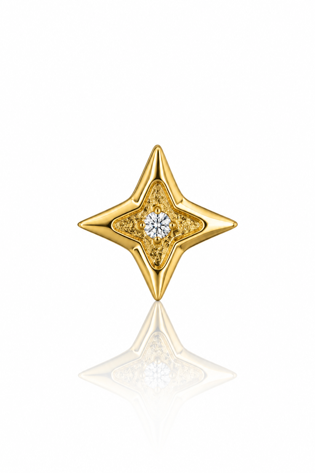Star zirconia ear stud - gold titanium labret with single zirconia