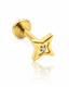 Star zirconia ear stud - gold titanium labret with single zirconia