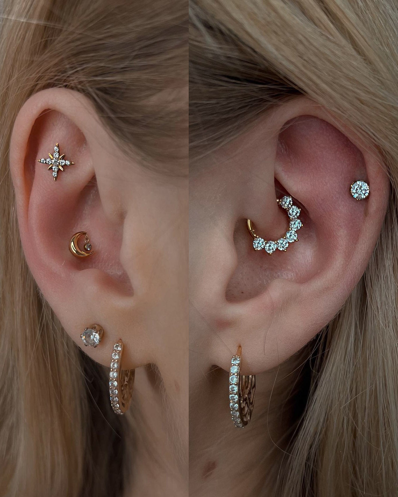 Kolczyk do ucha "Golden night" - anodyzowana tytanowa nakrętka