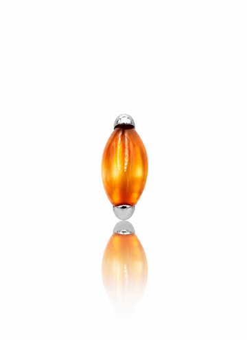 Kolczyk do ucha "1 long stone orange" - tytanowy labret z czerwonym onyksem