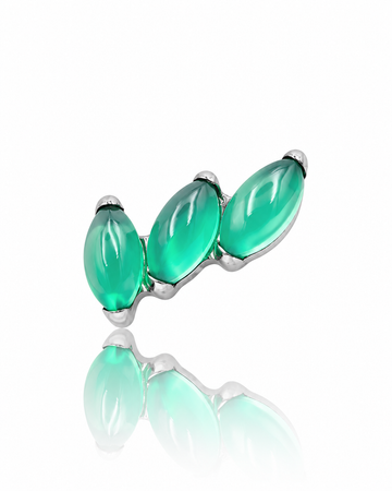 Kolczyk do ucha "3 stone green" - tytanowy labret z zielonym onyksem