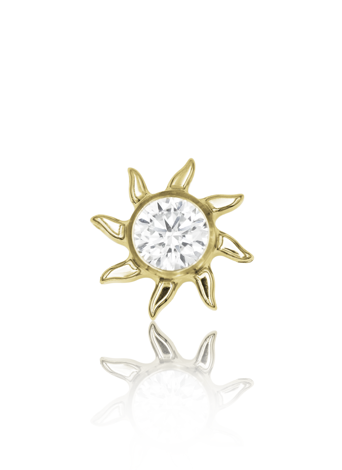 Kolczyk do ucha "Sunny Day" - złoty tytanowy labret z cyrkonią