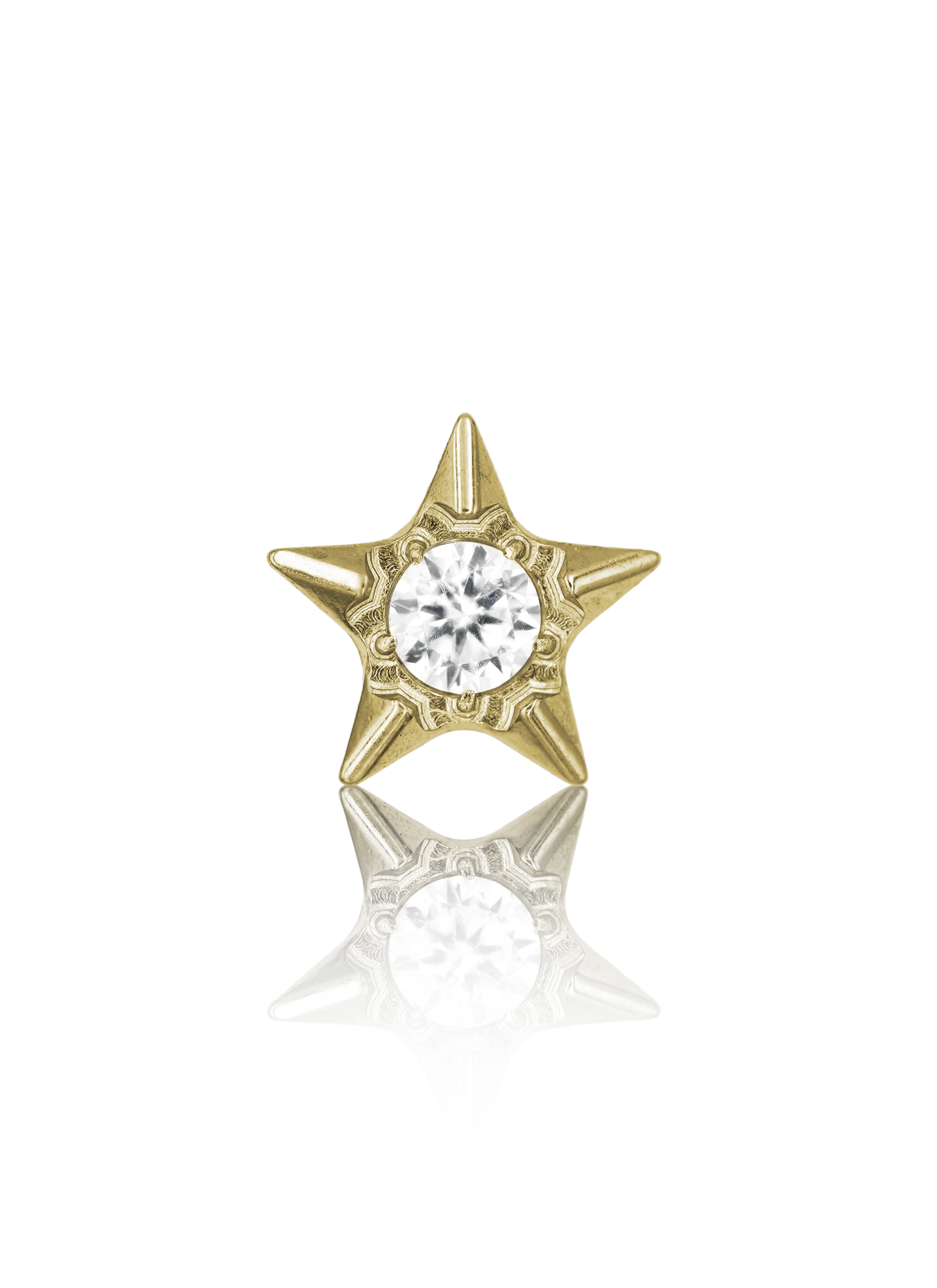 Kolczyk do ucha "Stardust Star" - złoty tytanowy labret z cyrkonią