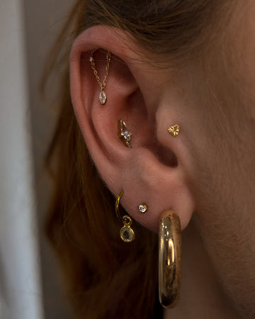 "Kolczyk do ucha "Diamond crystal"- anodyzowany tytanowy labret z cyrkoniami  "