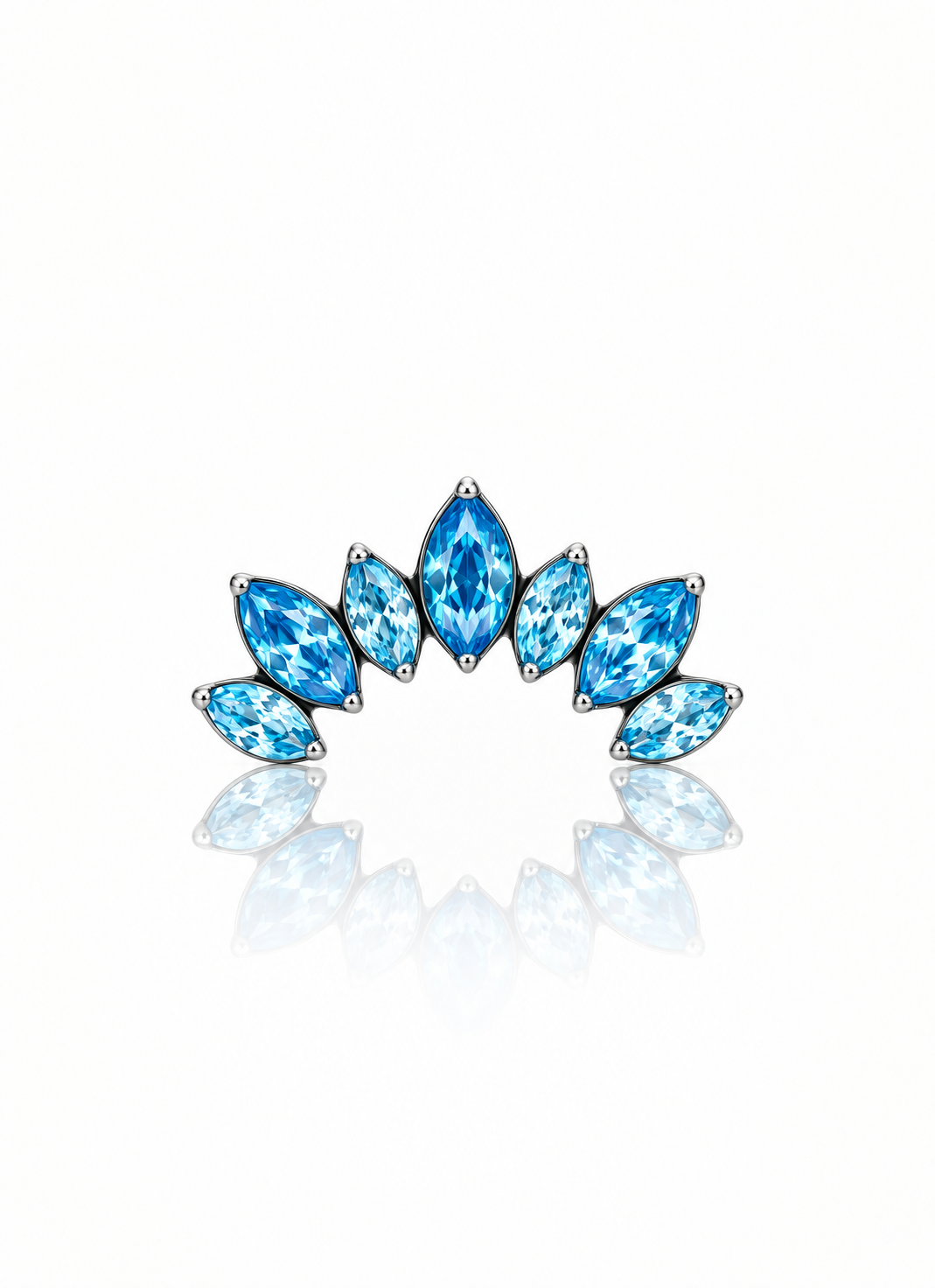 Kolczyk do ucha "Cluster blue" - tytanowy labret z niebieskimi cyrkoniami