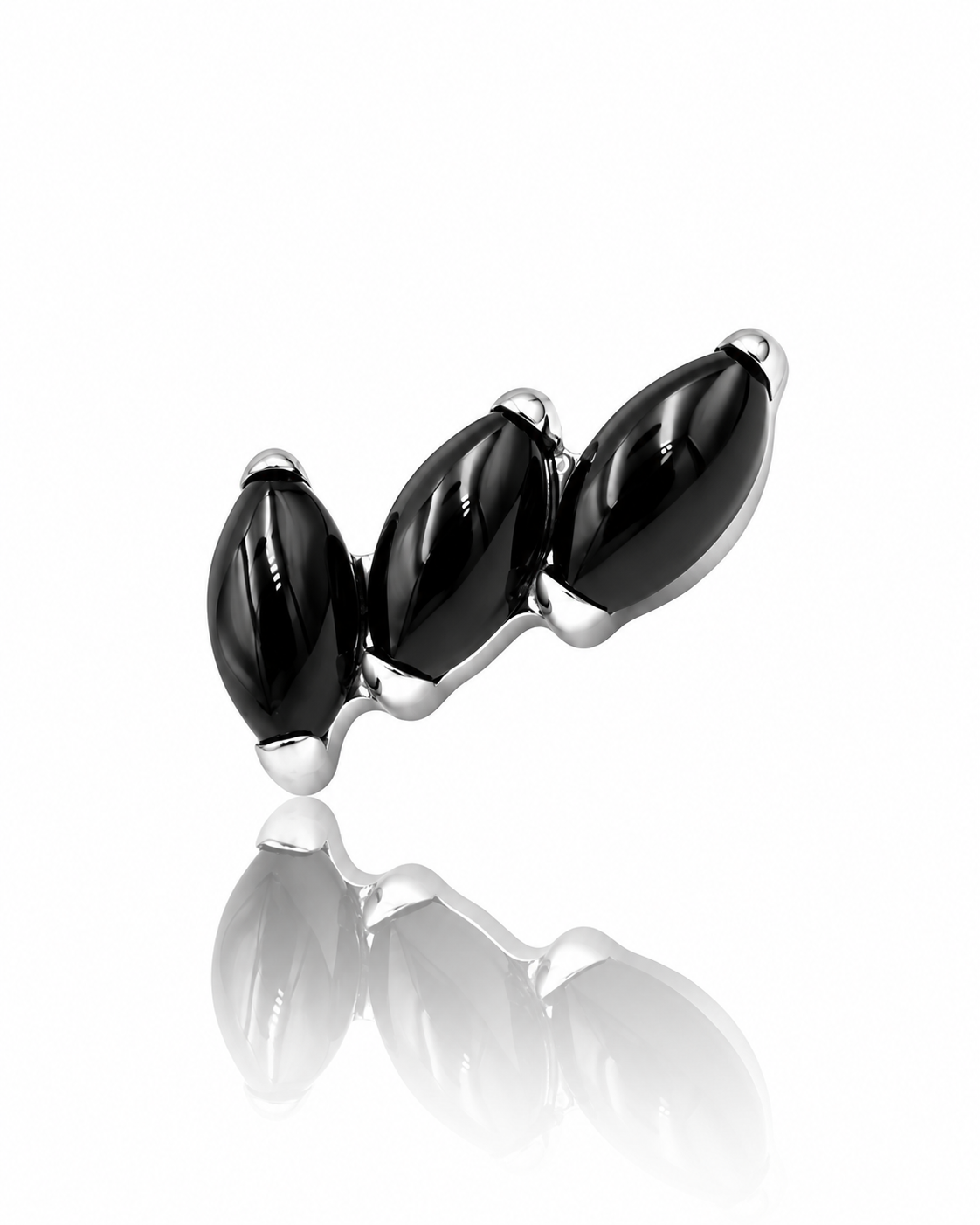 Kolczyk do ucha "3 stone black" - tytanowy labret z kamieniami