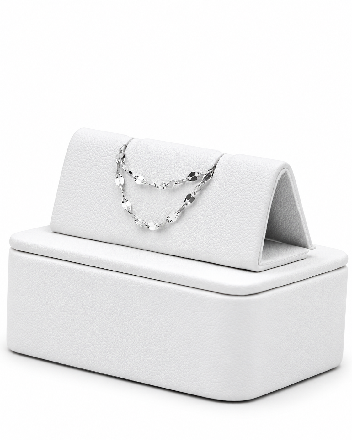 Podwójny łańcuszek do przekłucia "Silver Shimmer Chain" - łańcuszek z białego złota 14K