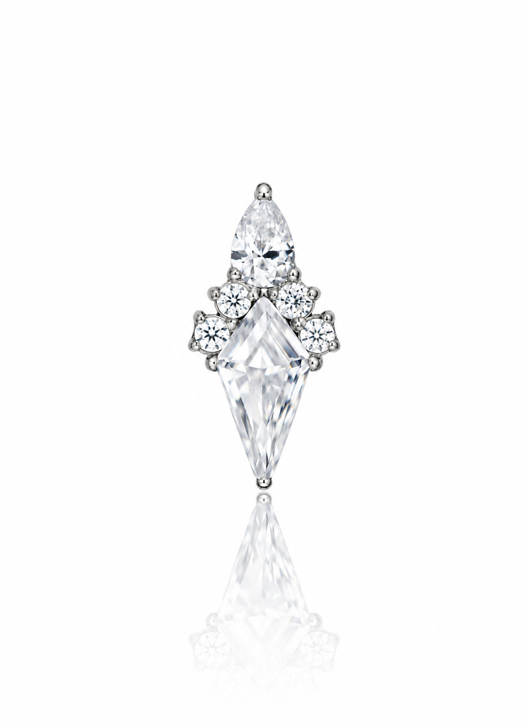 Kolczyk do ucha "Diamond crystal"- tytanowy labret z cyrkoniami