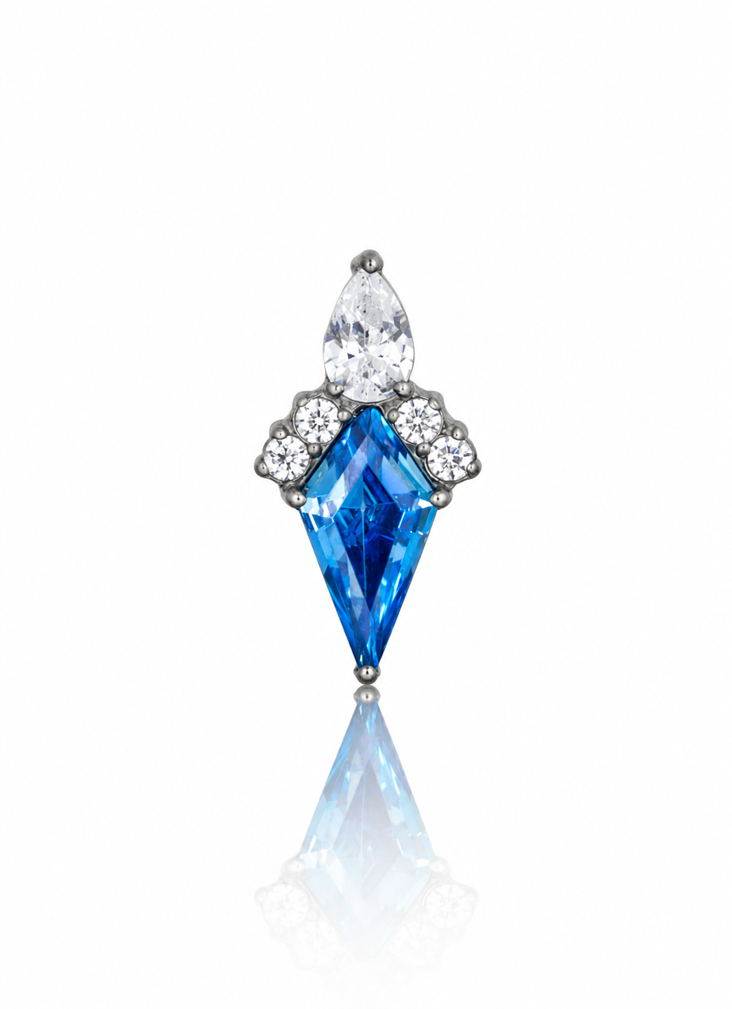 "Sharpie blue" earring - titanium labret with zircons