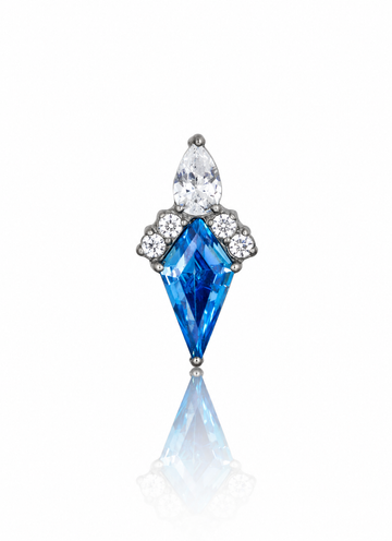 "Sharpie blue" earring - titanium labret with zircons