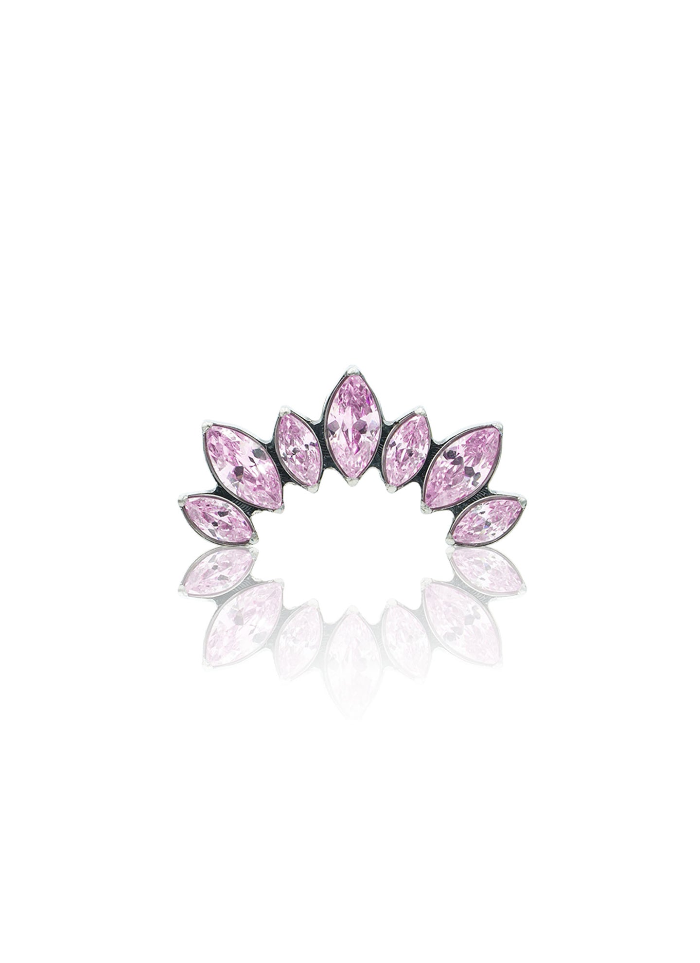 Kolczyk do ucha "Cluster pink" - tytanowy labret z różowymi cyrkoniami