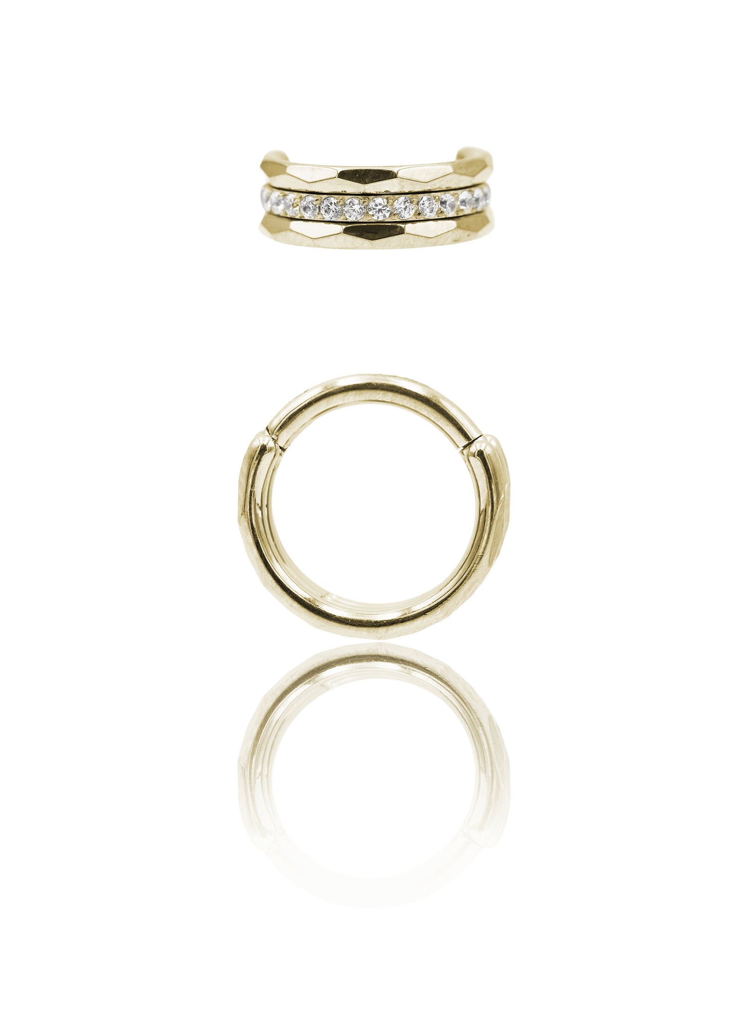 Kolczyk do ucha lub nosa "Nova" - anodyzowany tytanowy clicker fasetowany z cyrkoniami