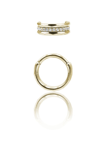 Kolczyk do ucha lub nosa "Nova" - anodyzowany tytanowy clicker fasetowany z cyrkoniami