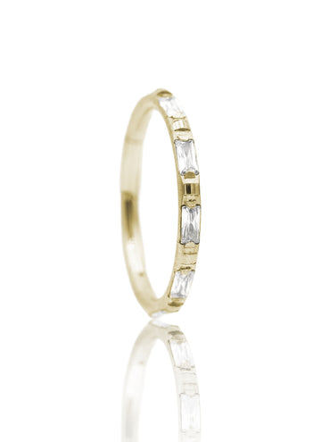 Kolczyk do ucha lub nosa "Baguette Line" - anodyzowany tytanowy clicker z prostokątnymi cyrkoniami