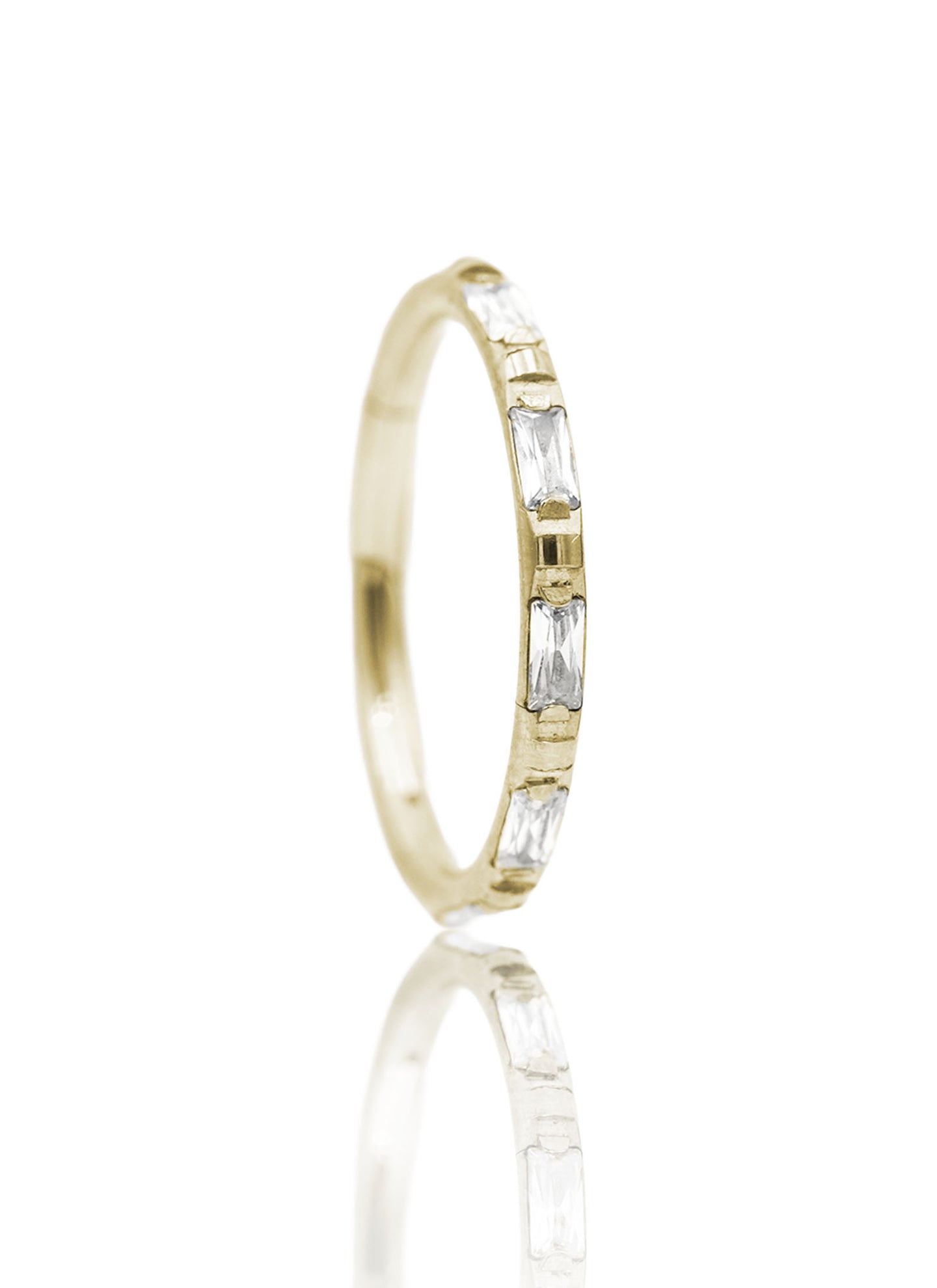 Kolczyk do ucha lub nosa "Baguette Line" - anodyzowany tytanowy clicker z prostokątnymi cyrkoniami