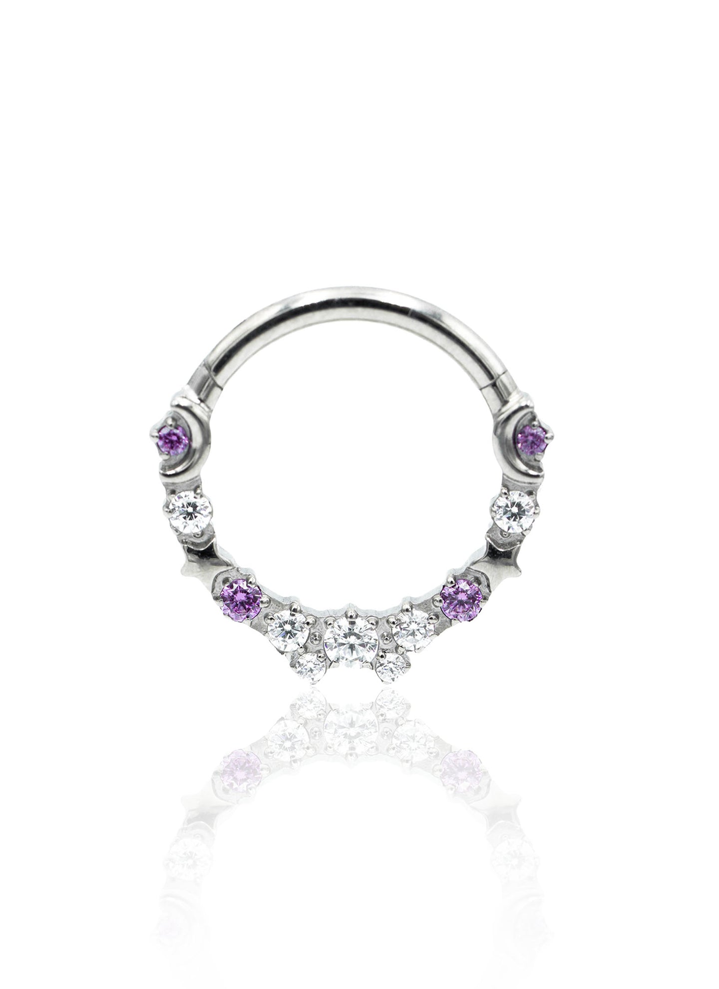 Kolczyk do ucha/nosa "Stars on the sky purple" - tytanowy clicker z fioletowymi cyrkoniami