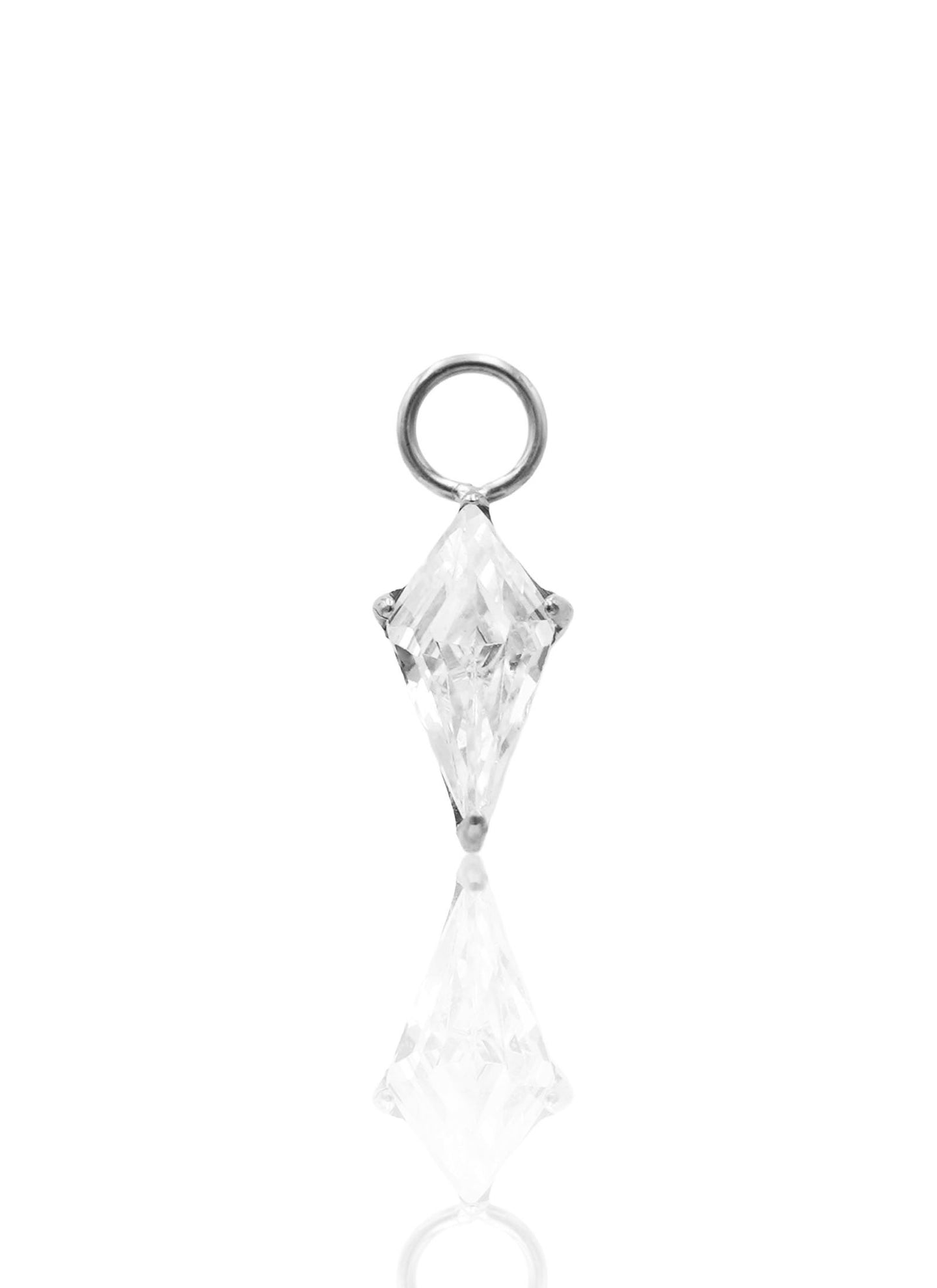 Kolczyk do ucha "Crystal Spike" - tytanowa zawieszka z cyrkonią w kształcie rombu