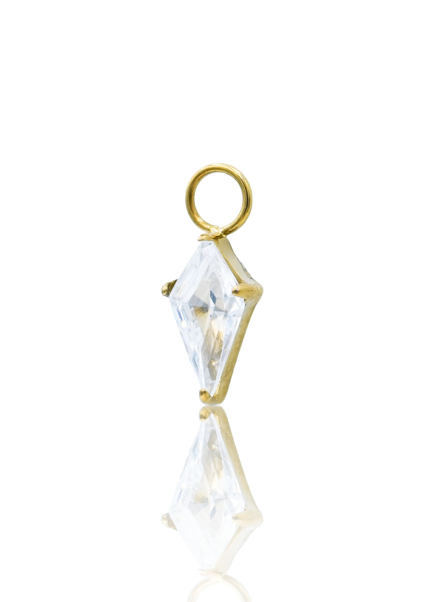 Kolczyk do ucha "Crystal Spike" - złota tytanowa zawieszka z cyrkonią w kształcie rombu