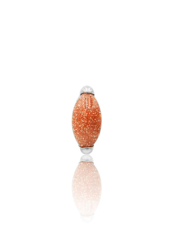 Kolczyk do ucha "1 long stone sandstone" – tytanowy labret w kształcie łezki z goldstone