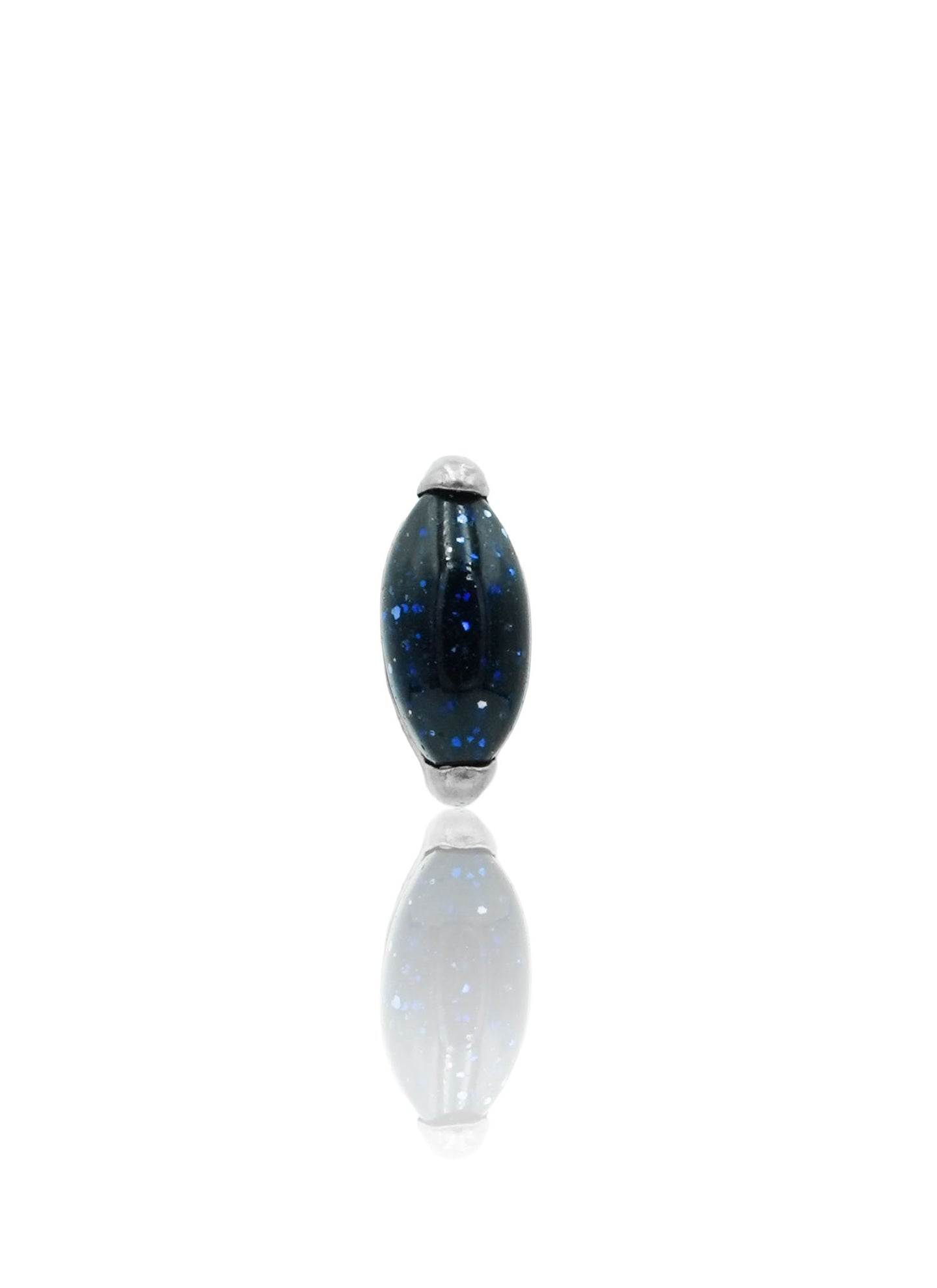 Kolczyk do ucha "1 long stone galaxy"- tytanowy labret w kształcie łezki z blue goldstone