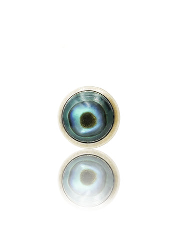 Kolczyk do ucha "1 stone peacock" – złoty tytanowy labret z muszlą abalone
