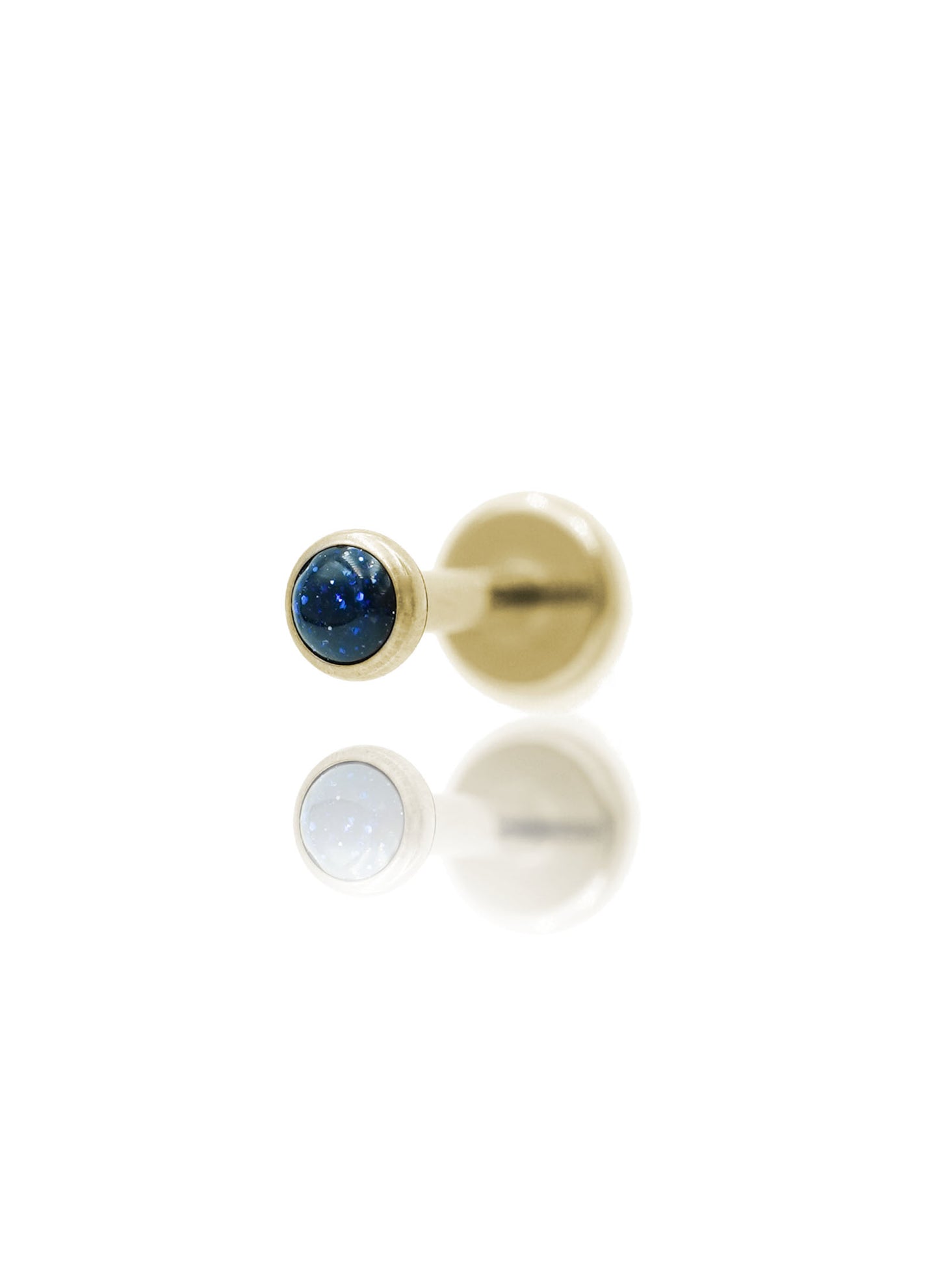 Kolczyk do ucha "1 stone galaxy" – złoty tytanowy labret z blue goldstone