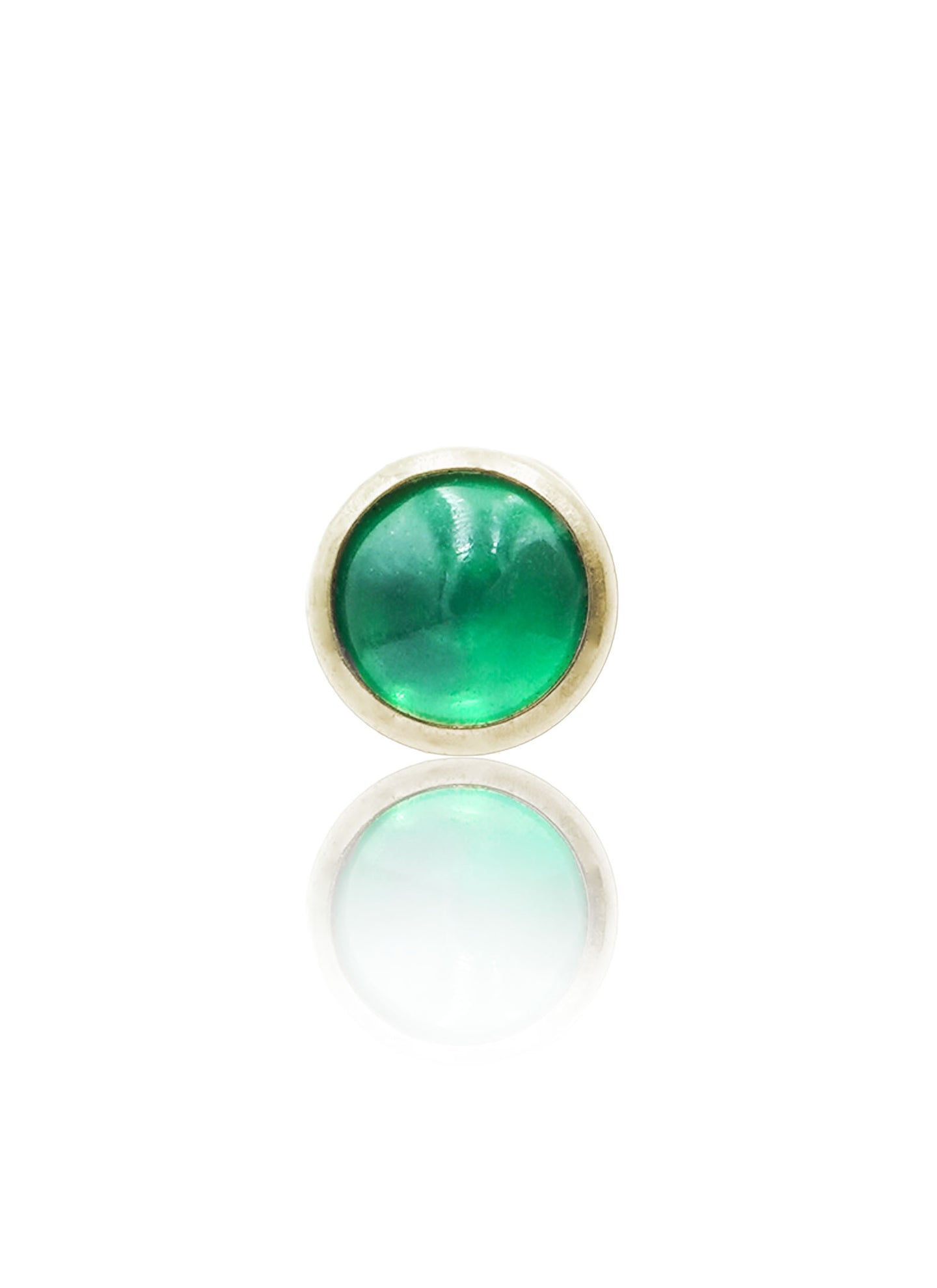 Kolczyk do ucha "1 stone green" - złoty tytanowy labret w kształcie koła z zielonym onyksem