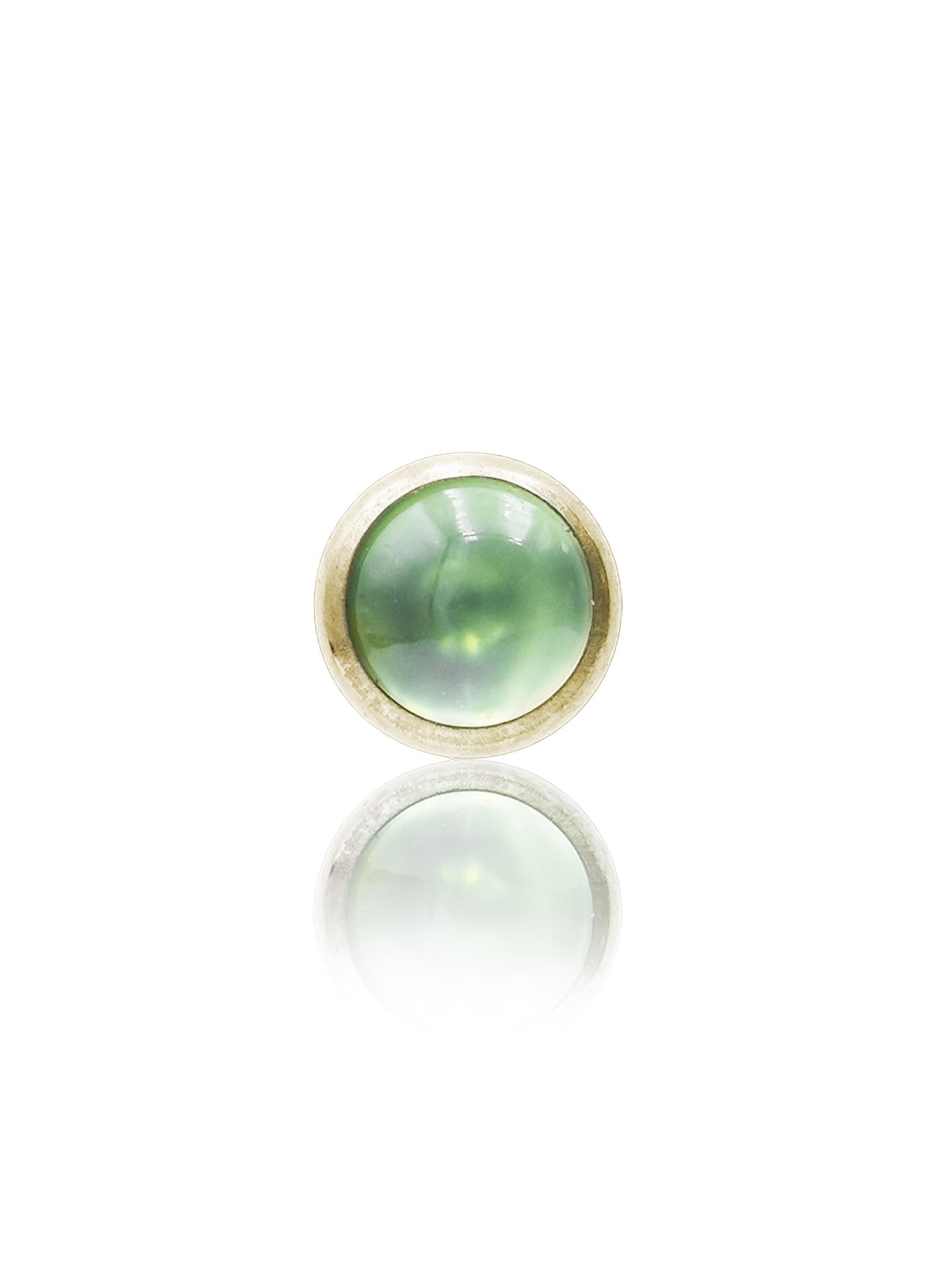 Kolczyk do ucha "1 stone light green" - złoty tytanowy labret w kształcie koła z awenturynem