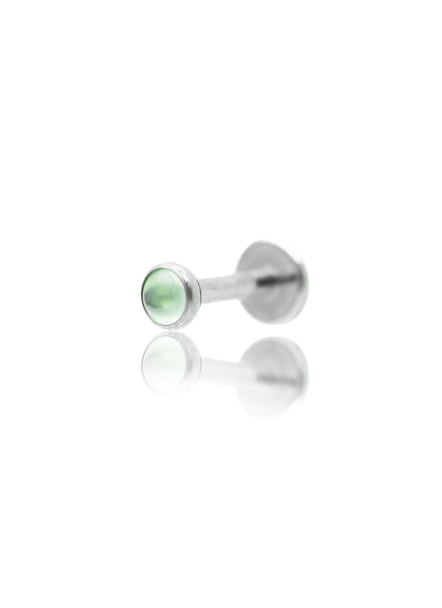 Kolczyk do ucha "1 stone light green" - tytanowy labret w kształcie koła z awenturynem