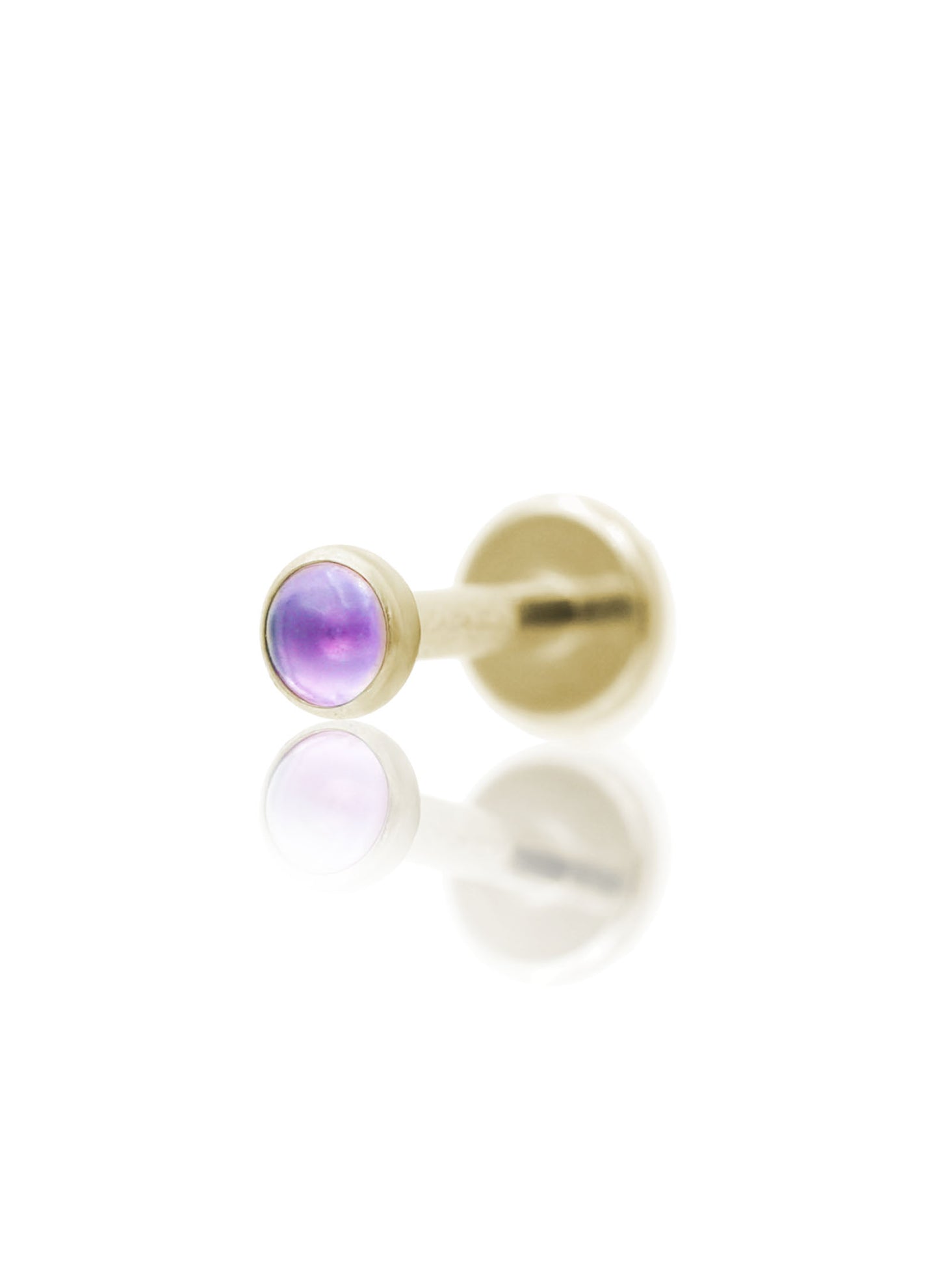 "1 stone purple" ear stud - anodized titanium labret with stones