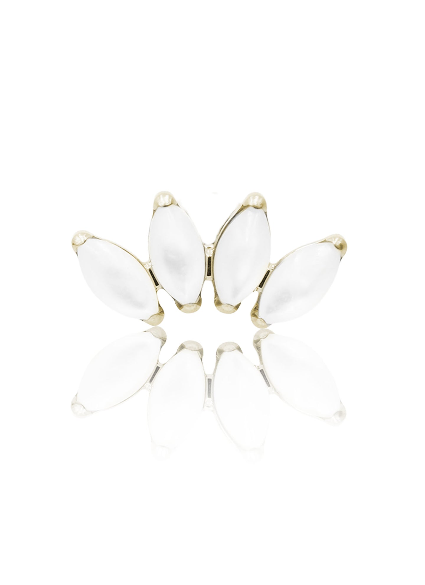 Kolczyk do ucha "4 stone pearl white" – złoty tytanowy labret z masą perłową