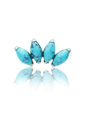 Kolczyk do ucha "4 stone blue" – tytanowy labret z turkusem