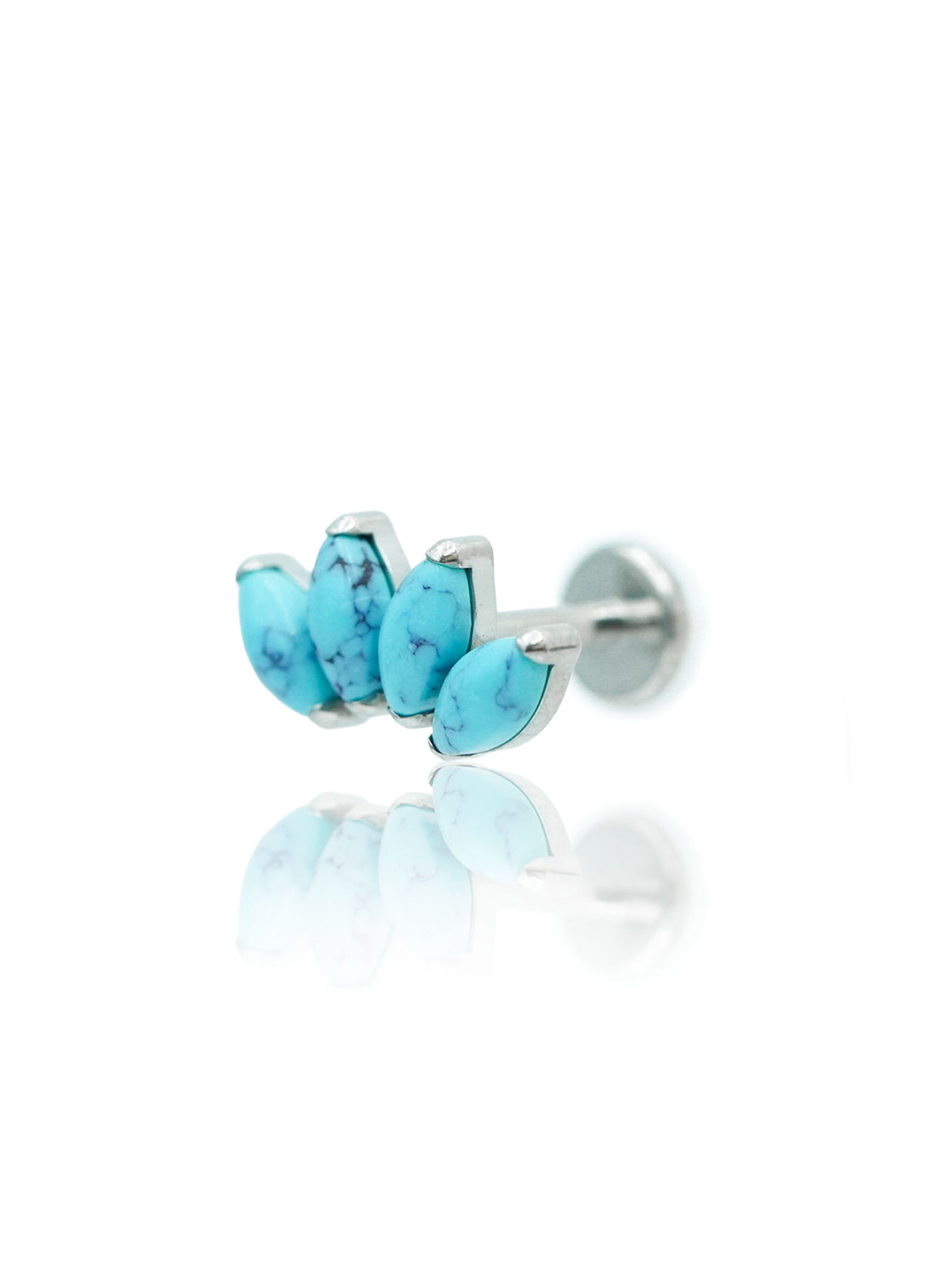 Kolczyk do ucha "4 stone blue" – tytanowy labret z turkusem