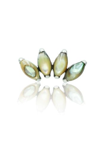 Kolczyk do ucha "4 stone peacock" – tytanowy labret z muszlą abalone
