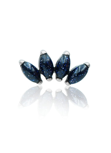 Kolczyk do ucha "4 stone galaxy" – tytanowy labret z blue goldstone