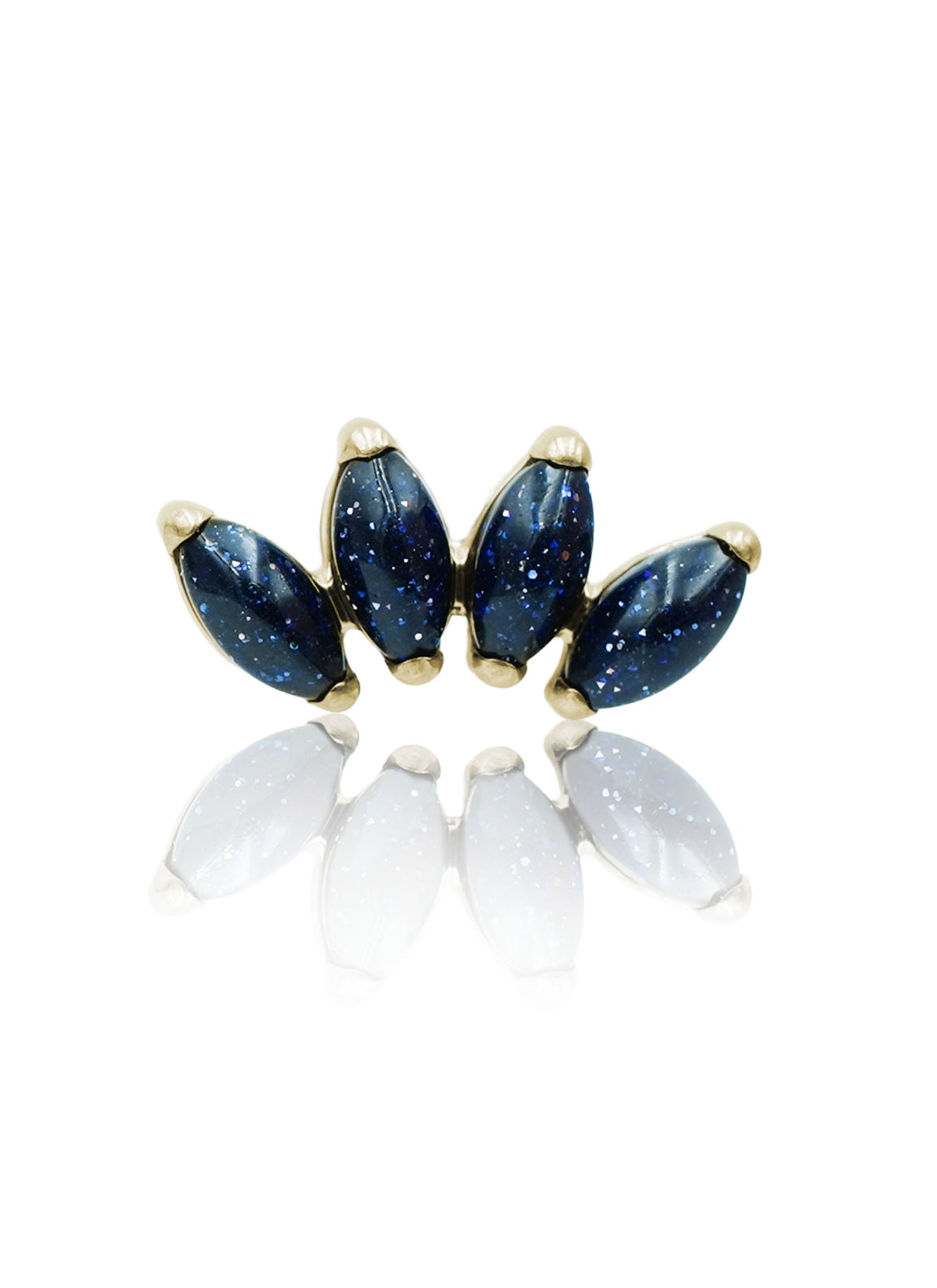 Kolczyk do ucha "4 stone galaxy" – złoty tytanowy labret z blue goldstone