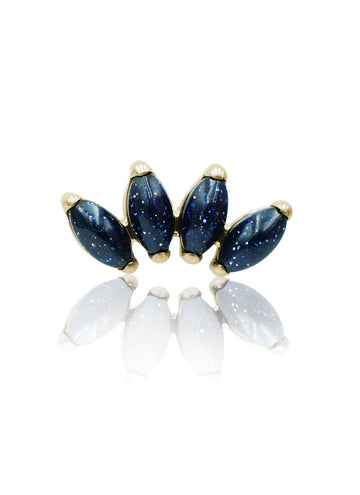 Kolczyk do ucha "4 stone galaxy" – złoty tytanowy labret z blue goldstone