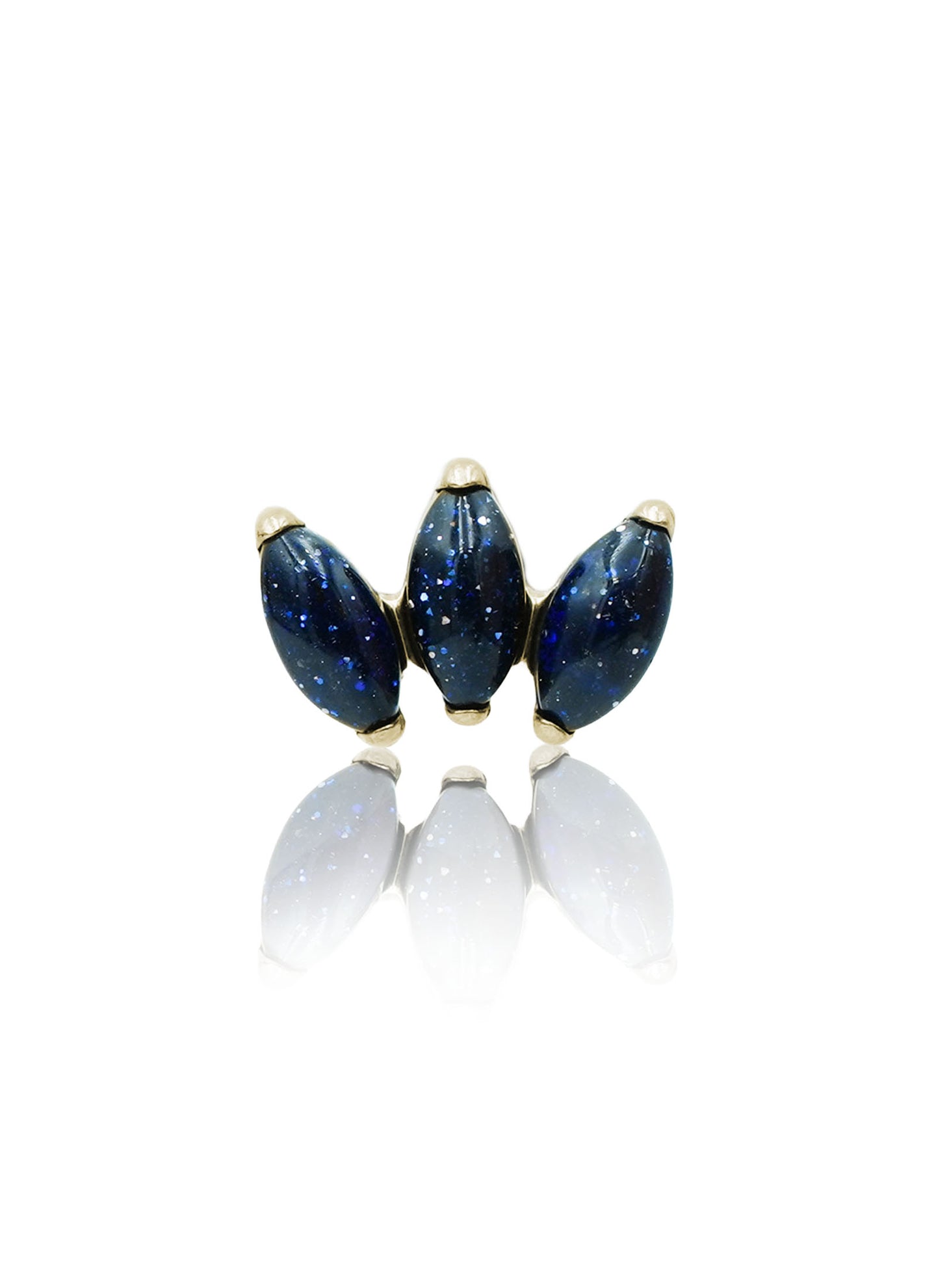 Kolczyk do ucha "straight 3 stone galaxy" – złoty tytanowy labret z blue goldstone (Kopia)