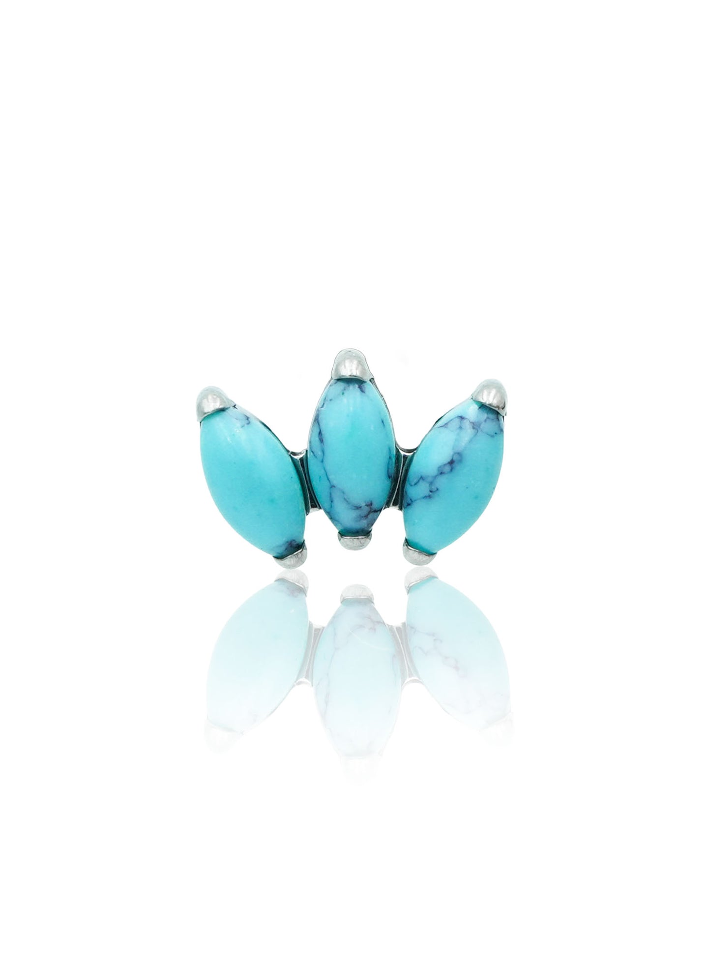 Kolczyk do ucha "straight 3 stone blue" – tytanowy labret z turkusem