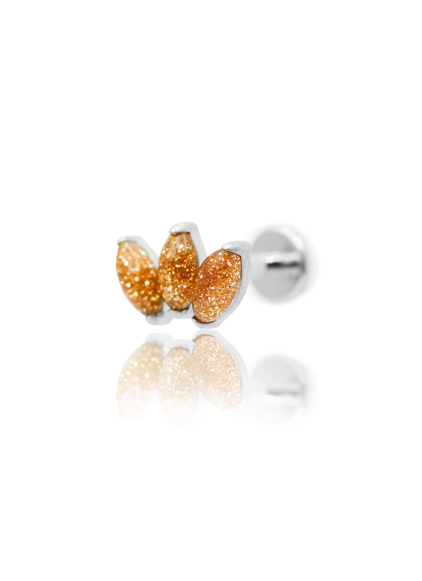 Kolczyk do ucha "straight 3 stone sandstone" – tytanowy labret z goldstone