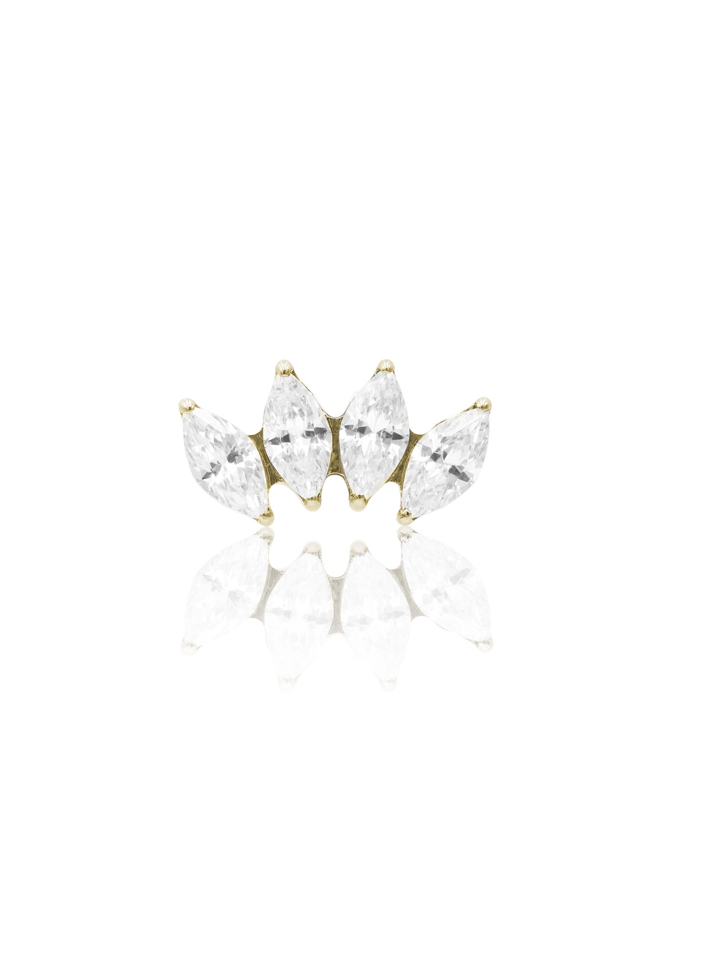 Kolczyk do ucha "4 marquise clear" – anodyzowany tytanowy labret z cyrkoniami