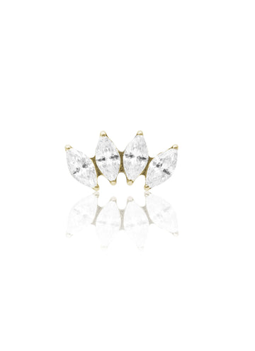 Kolczyk do ucha "4 marquise clear" – anodyzowany tytanowy labret z cyrkoniami