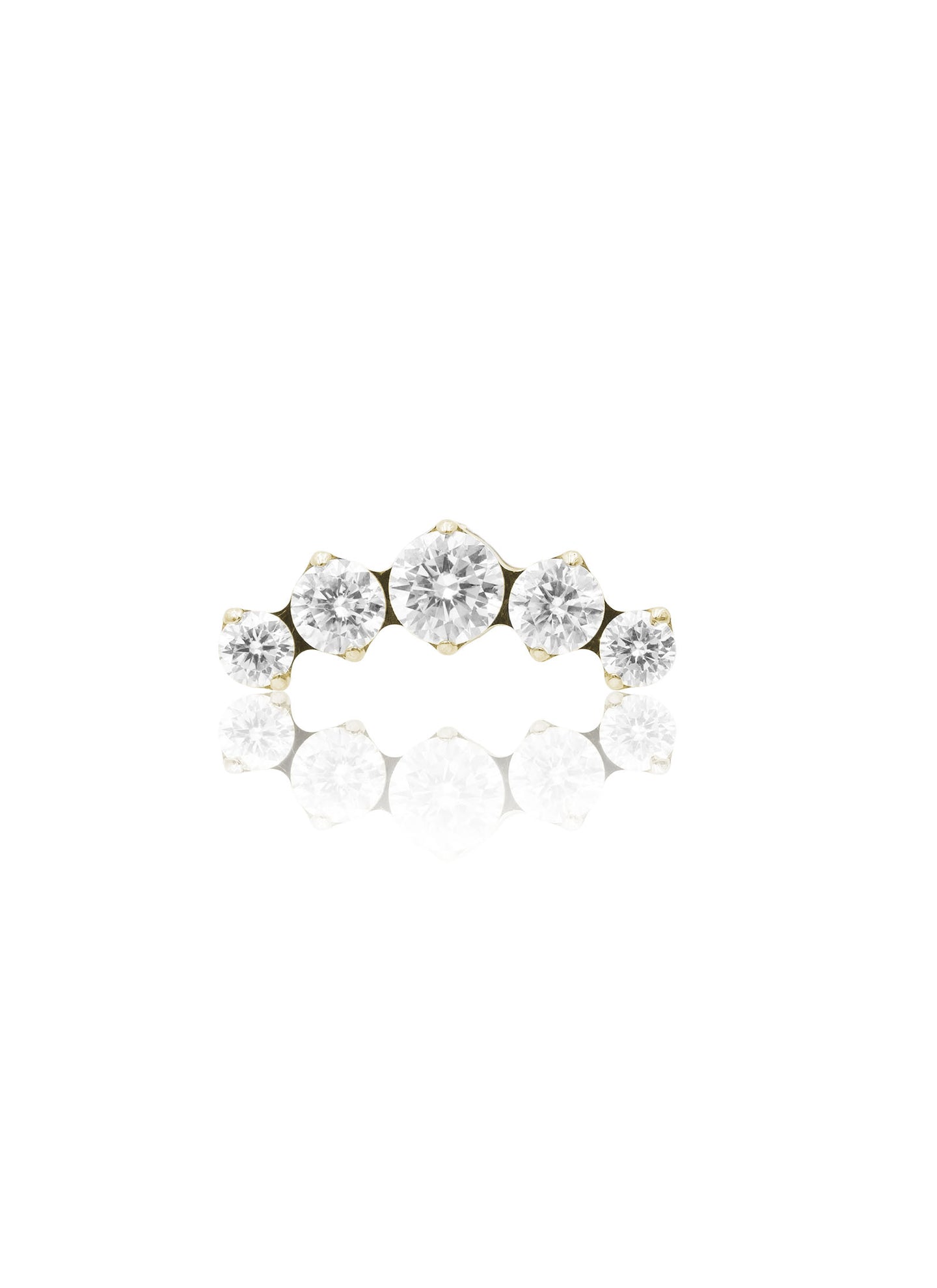 Kolczyk do ucha "Crown of five" – anodyzowany tytanowy labret z pięcioma cyrkoniami