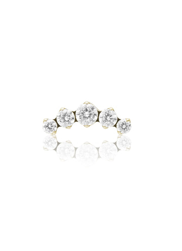 Kolczyk do ucha "Crown of five" – anodyzowany tytanowy labret z pięcioma cyrkoniami