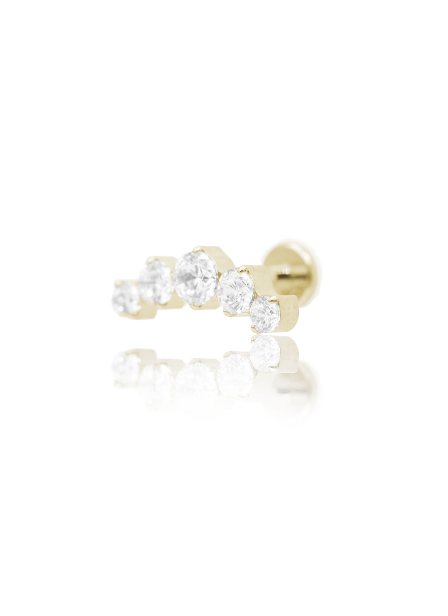 Kolczyk do ucha "Crown of five" – anodyzowany tytanowy labret z pięcioma cyrkoniami
