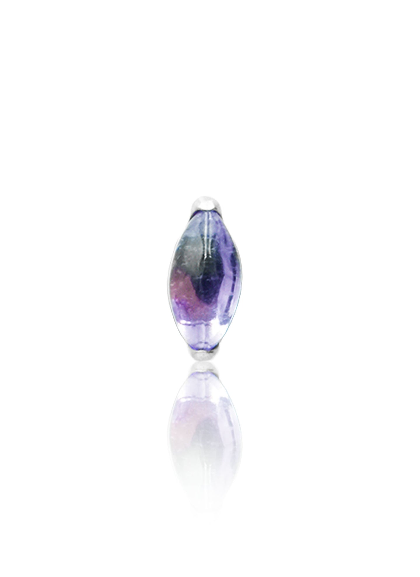 Kolczyk do ucha "1 long stone purple" - tytanowy labret w kształcie łezki z ametystem