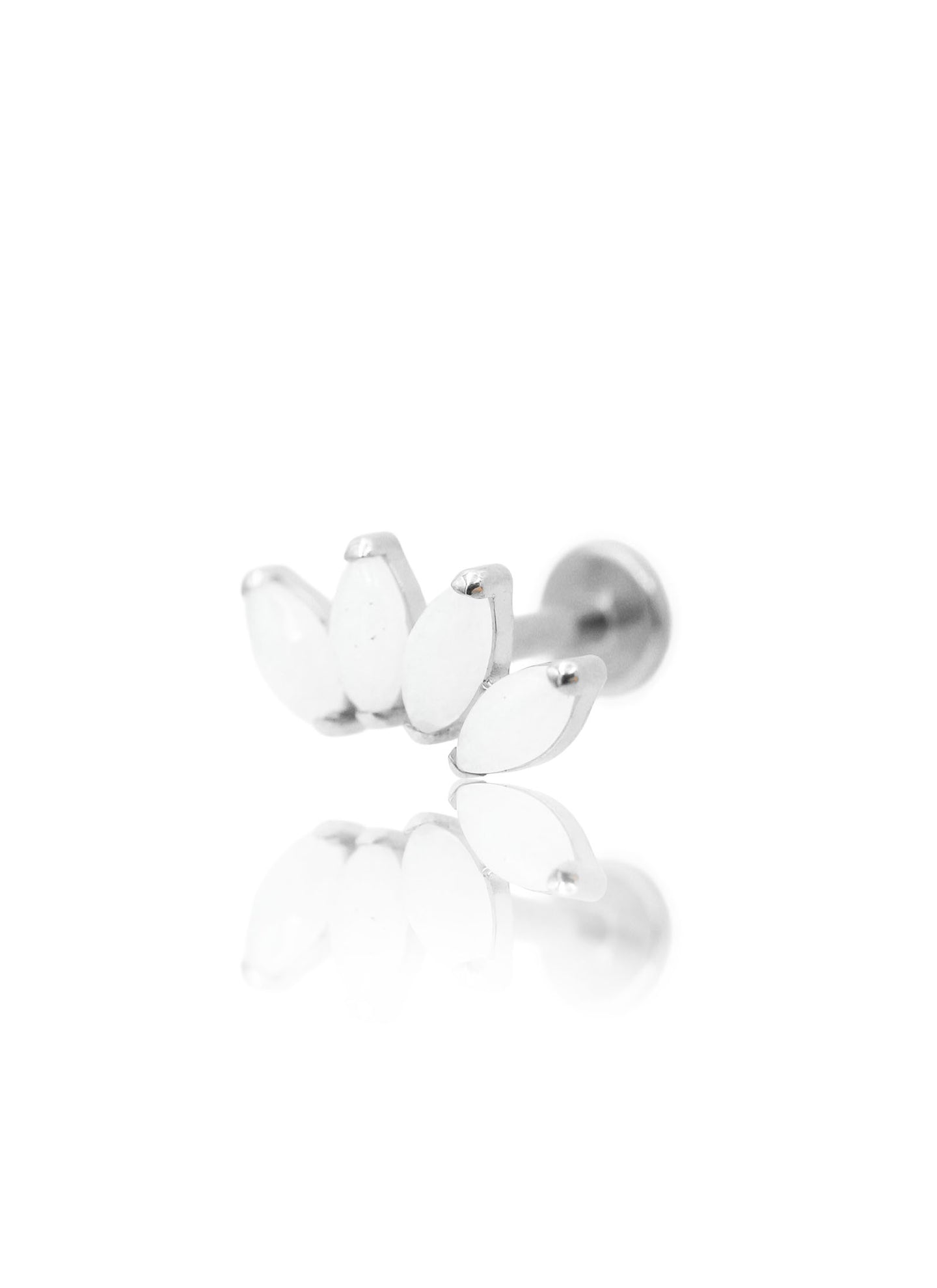 Kolczyk do ucha "4 stone white" - tytanowy labret z kamieniami