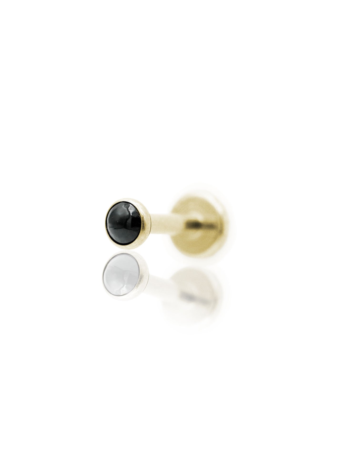 "1 stone black" ear stud - anodized titanium labret with stones