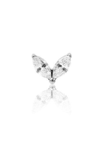 Kolczyk do ucha "Butterfly wings" - tytanowy labret z dwoma cyrkoniami w kształcie łezek